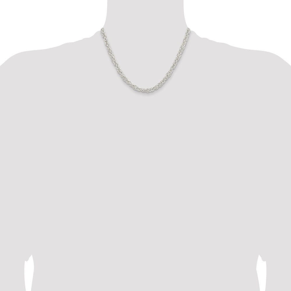 Sterling Silver 5.5mm Rounded Byzantine Chain 18 Inches