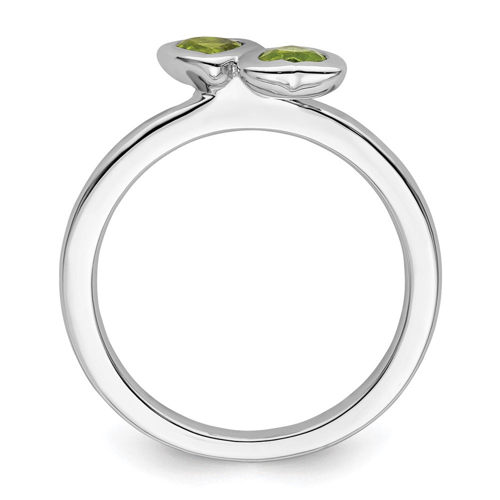 Sterling Silver Stackable Expressions Peridot Double Heart Ring Size -5
