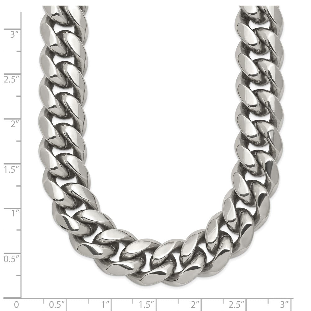 Stainless Steel Polished 14mm 24in Curb Link Necklace