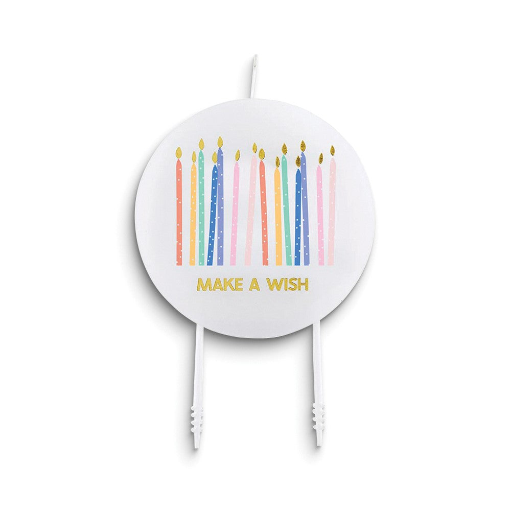 Round Make A Wish Cake Candle