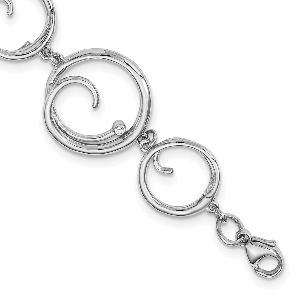 White Ice Sterling Silver Rhodium-plated 7 Inch Diamond Swirl Bracelet with 1 Inch Extender 7 inches