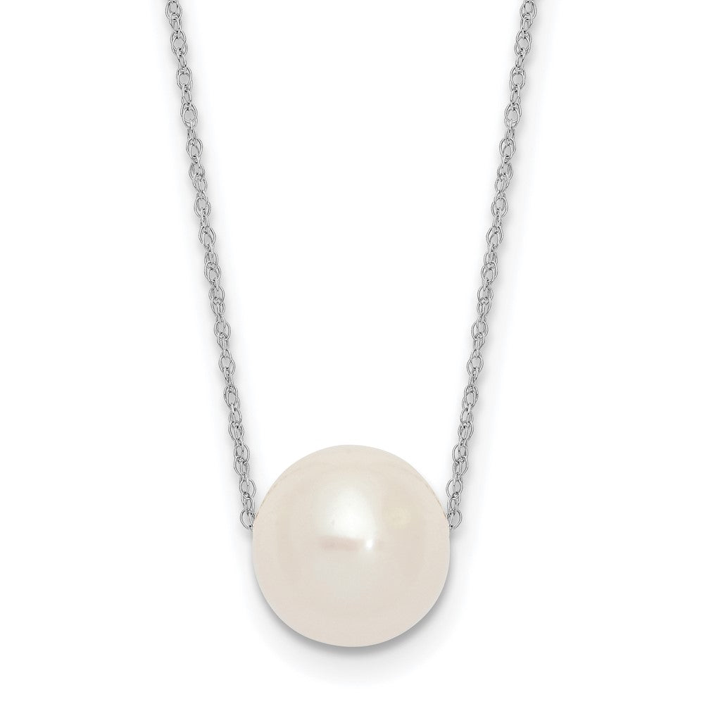 10k White Gold 10-11mm White Round Freshwater Cultured Pearl 17 inch Rope Necklace