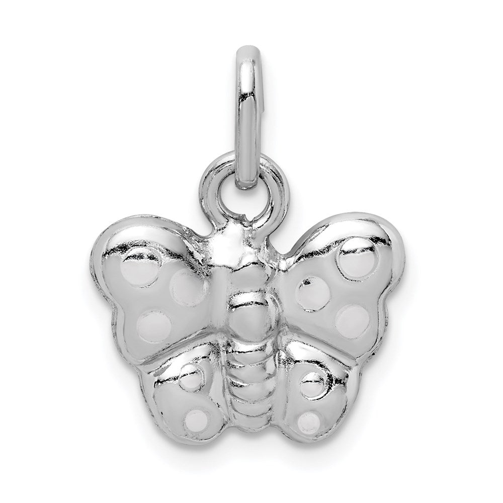 Sterling Silver Rhodium-plated Polished Butterfly Pendant