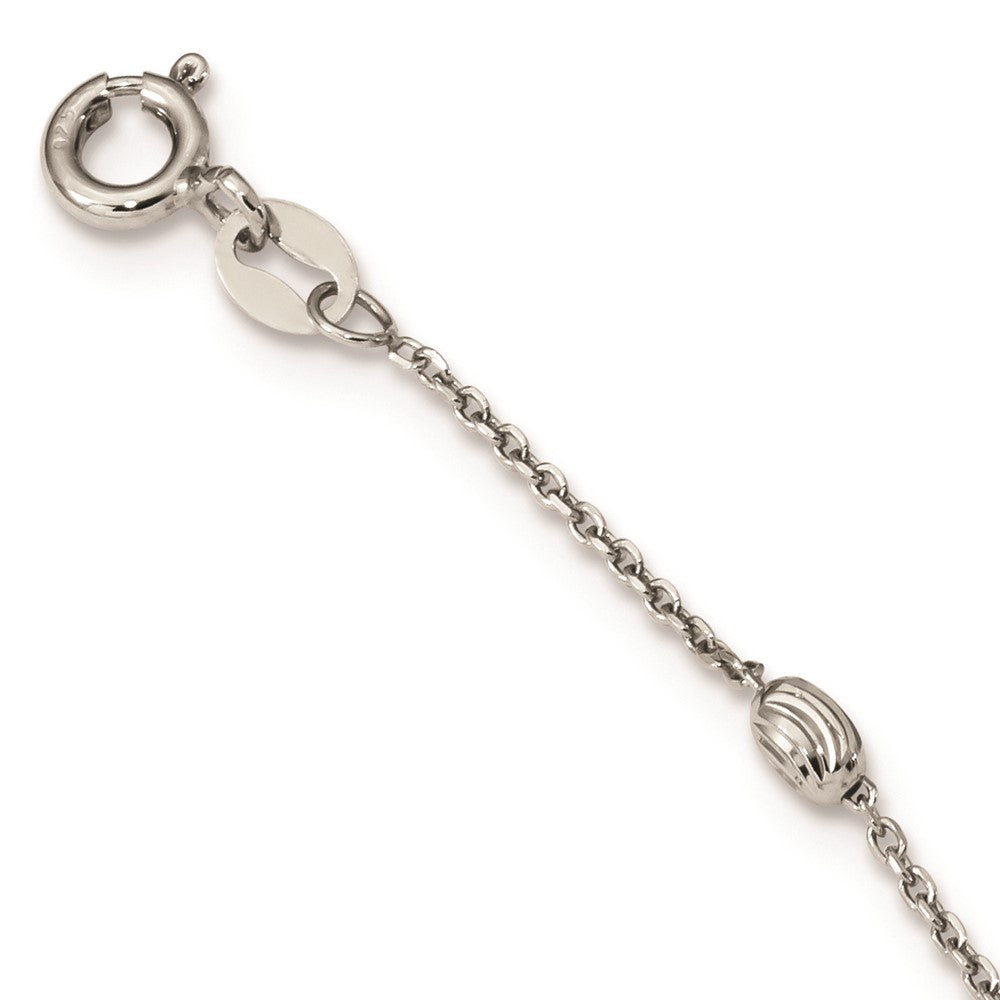 Sterling Silver Rhodium-plated Diamond-cut Beaded Necklace 18 Inches