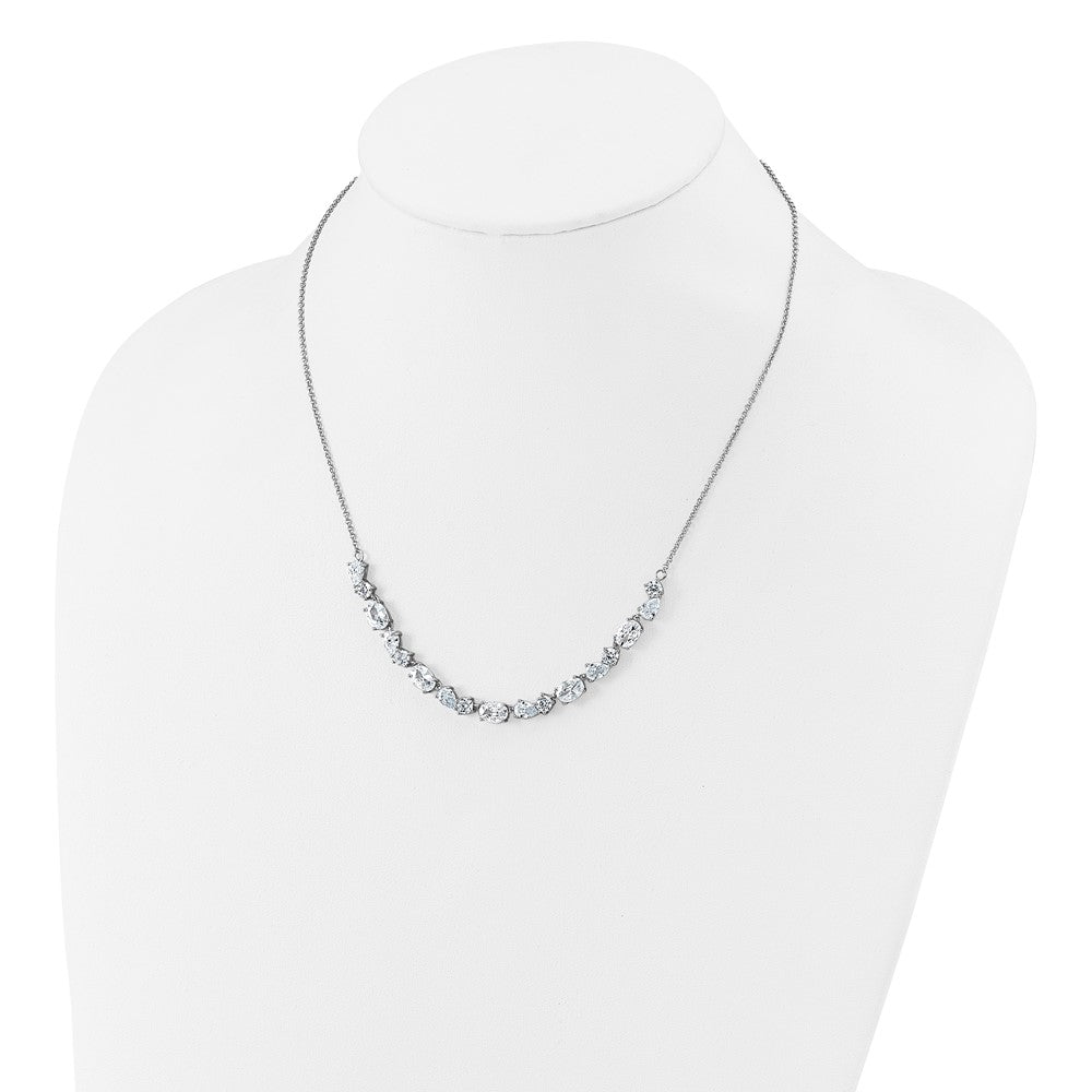Cheryl M Sterling Silver Rhodium-plated Polished Fancy CZ Necklace 18 Inches