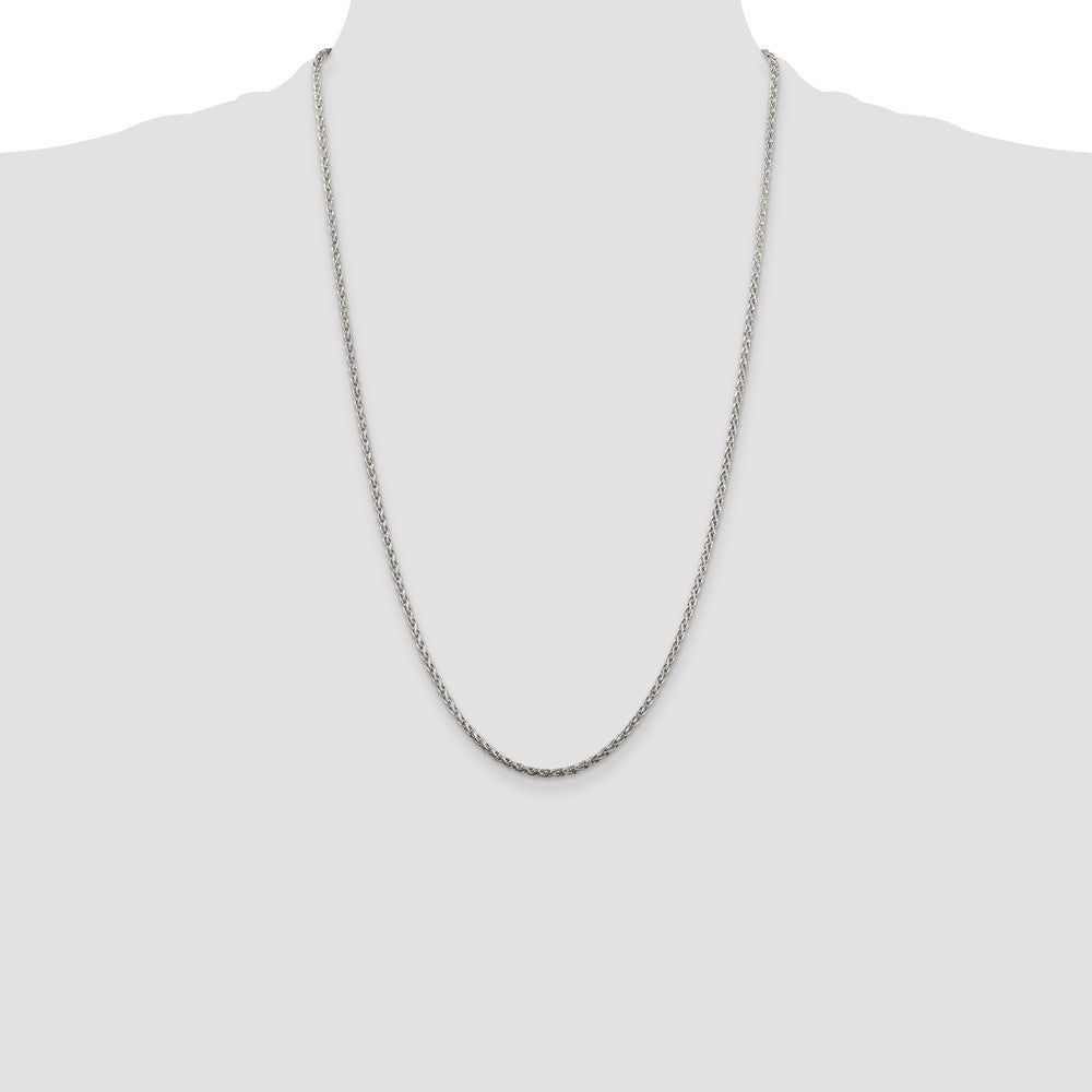Sterling Silver 2mm Diamond-cut Spiga Chain 26 Inches
