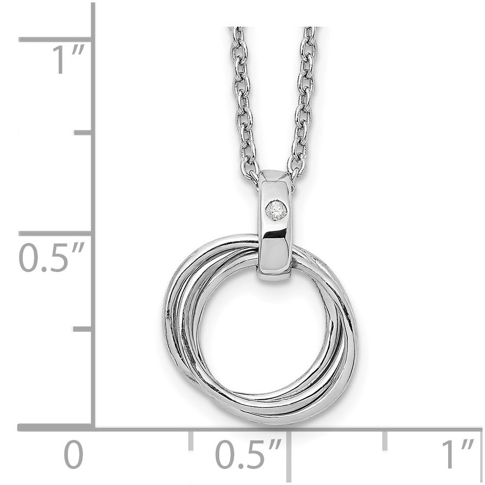 White Ice Sterling Silver Rhodium-plated 18 Inch Diamond Three Ring Necklace with 2 Inch Extender 18 Inches