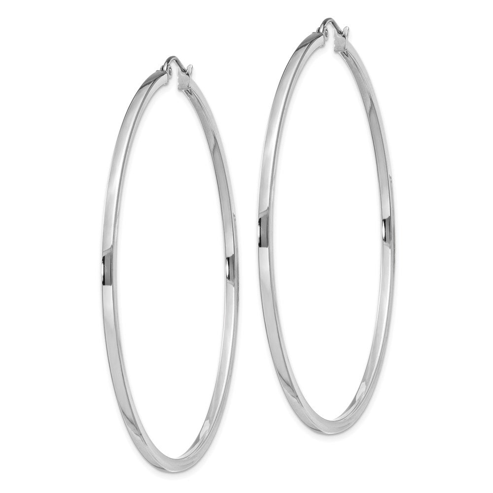 Sterling Shimmer Sterling Silver Rhodium-plated 68 Stone 2.25mm CZ In and Out Round Hinged Hoop Earrings