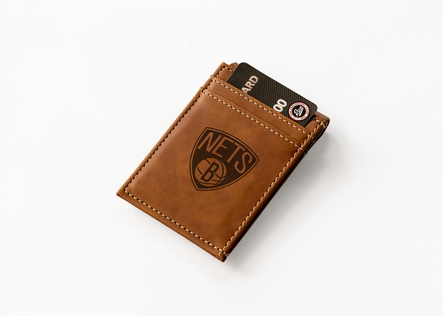 Hornets Laser Engraved Brown Front Pocket Wallet