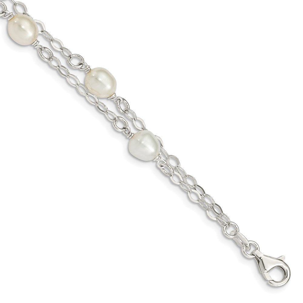 Sterling Silver White FW Cultured Pearl 7.5 inch Bracelet 7.5 inches