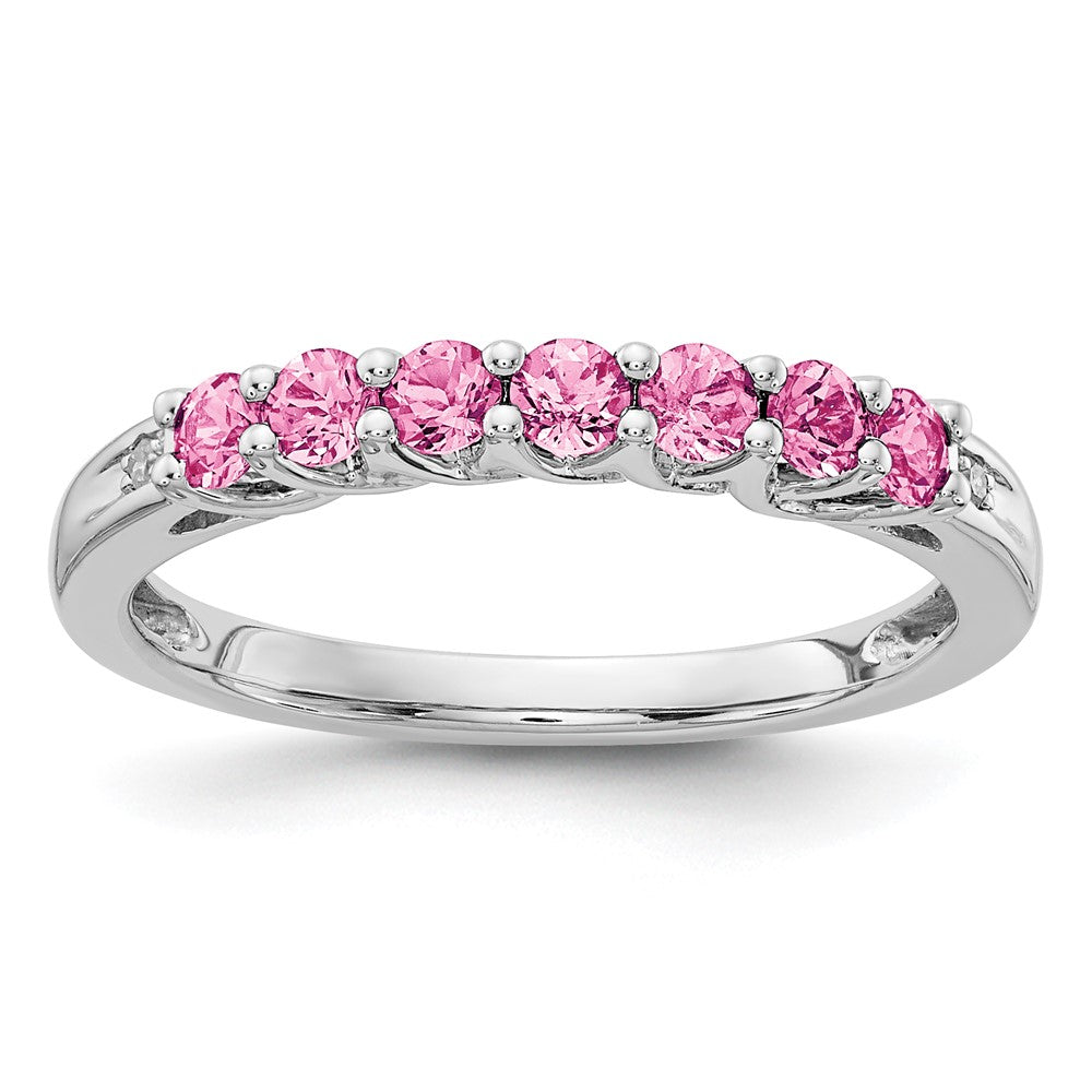 10k White Gold CR Pink Sapphire & Diamond Ring