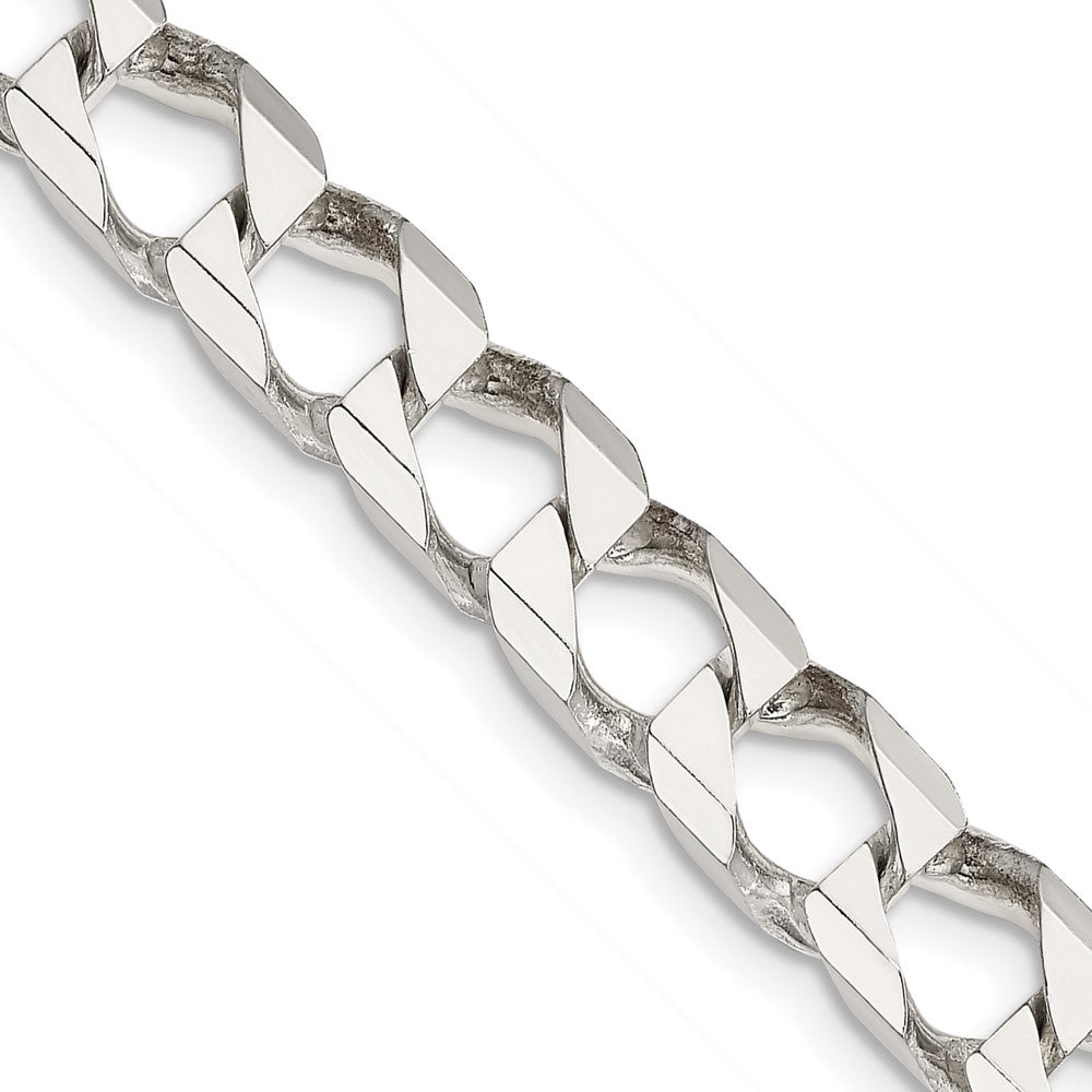 Sterling Silver 7.2mm D/C Square Curb Chain 22 Inches