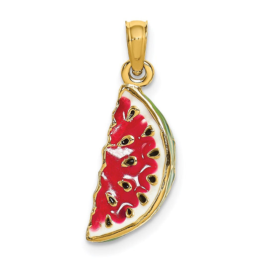 14K w/ Enamel 3-D Watermellon Charm