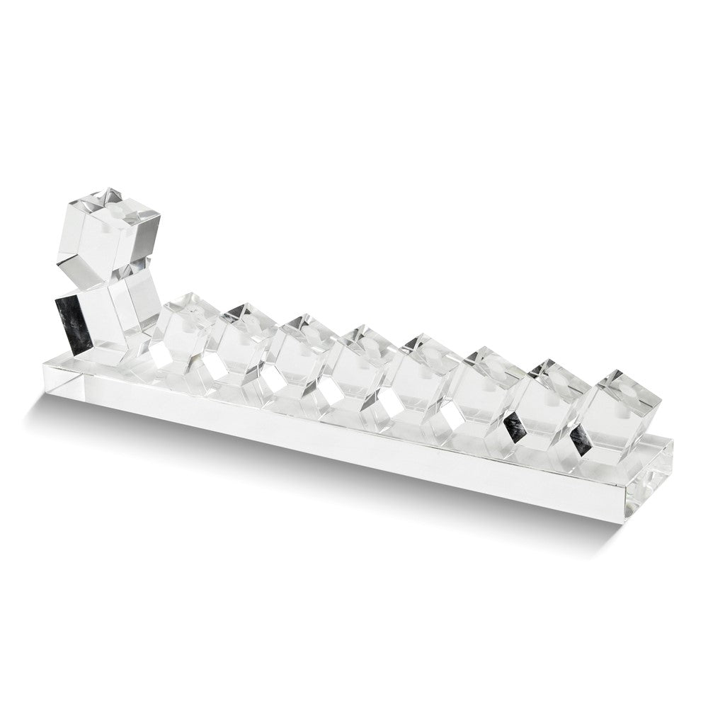 Clear Crystal Glass Dreidel Menorah
