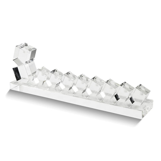 Clear Crystal Glass Dreidel Menorah