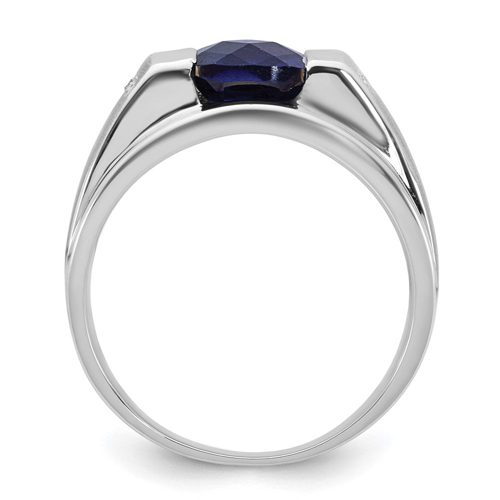 Sterling Silver Satin & Polished ANC CR Sapphire & Diamond Ring