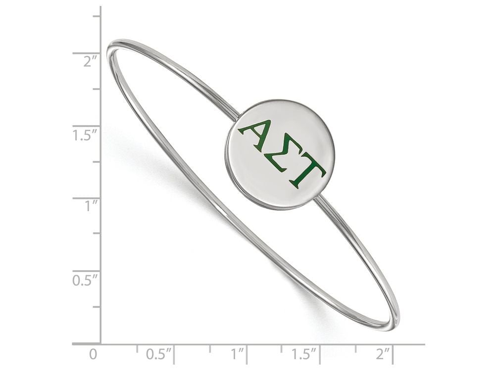 Sterling Silver Official Licensed Greek Sororities 7in Alpha Sigma Tau (???) Enameled Slip-on Bangle
