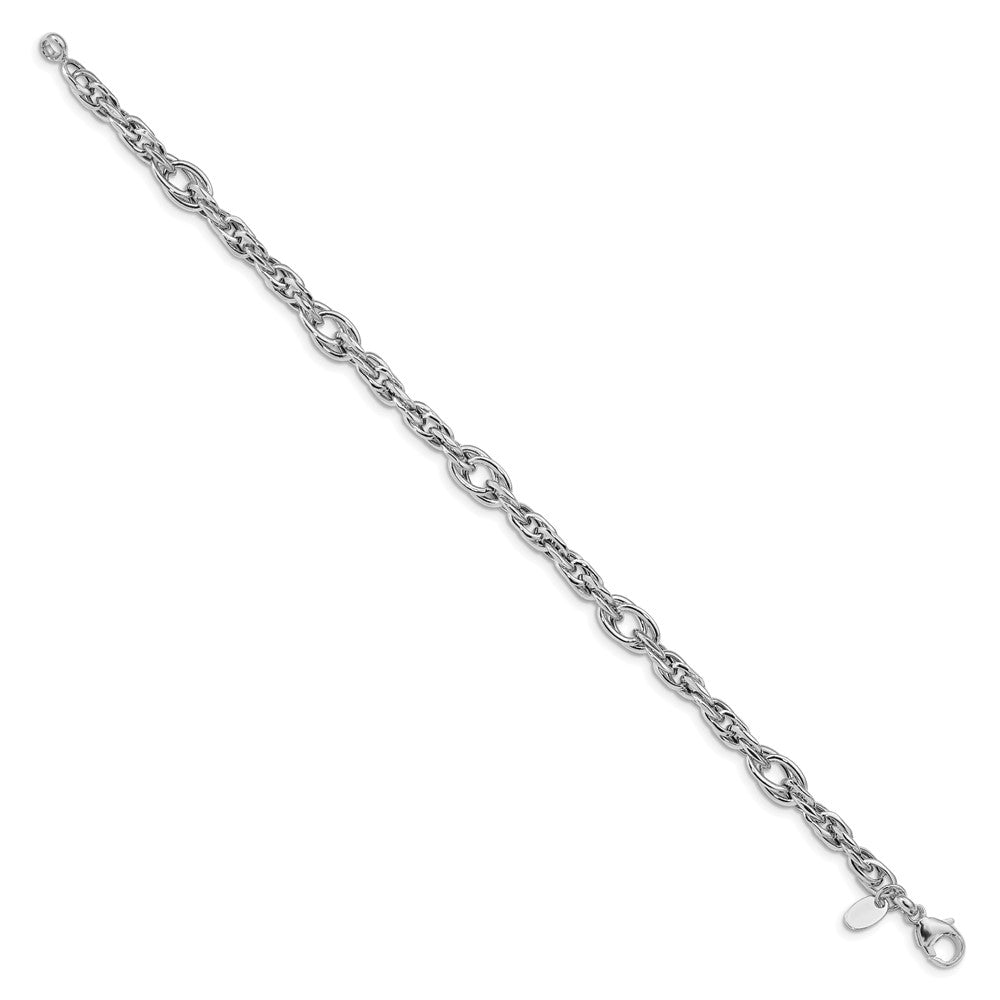 14k White Gold Polished Link Bracelet 7.5  inches