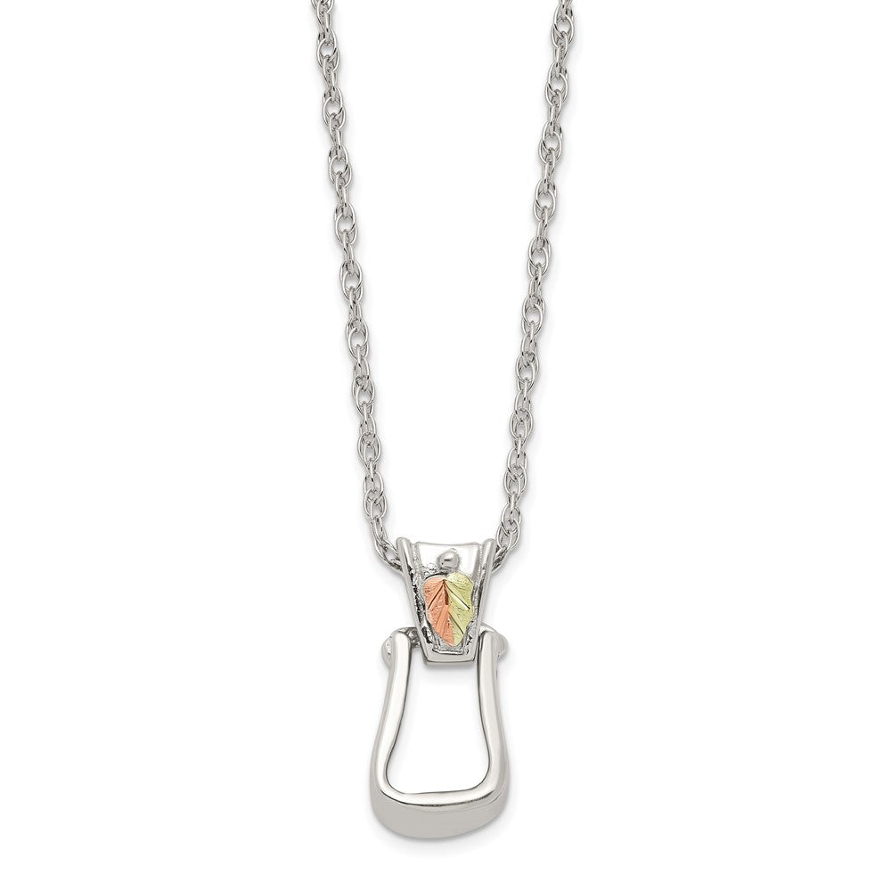 Landstrom's Mt. Rushmore Black Hills Sterling Silver 12K Gold Accents Stirrup 18 inch Spring Ring Clasp Necklace 18 Inches