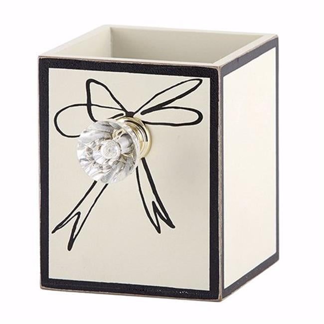 CB Gift 137036 Bow & Clear Crystal Knob Pen Holder - 3 x 3 x 3.75 in.