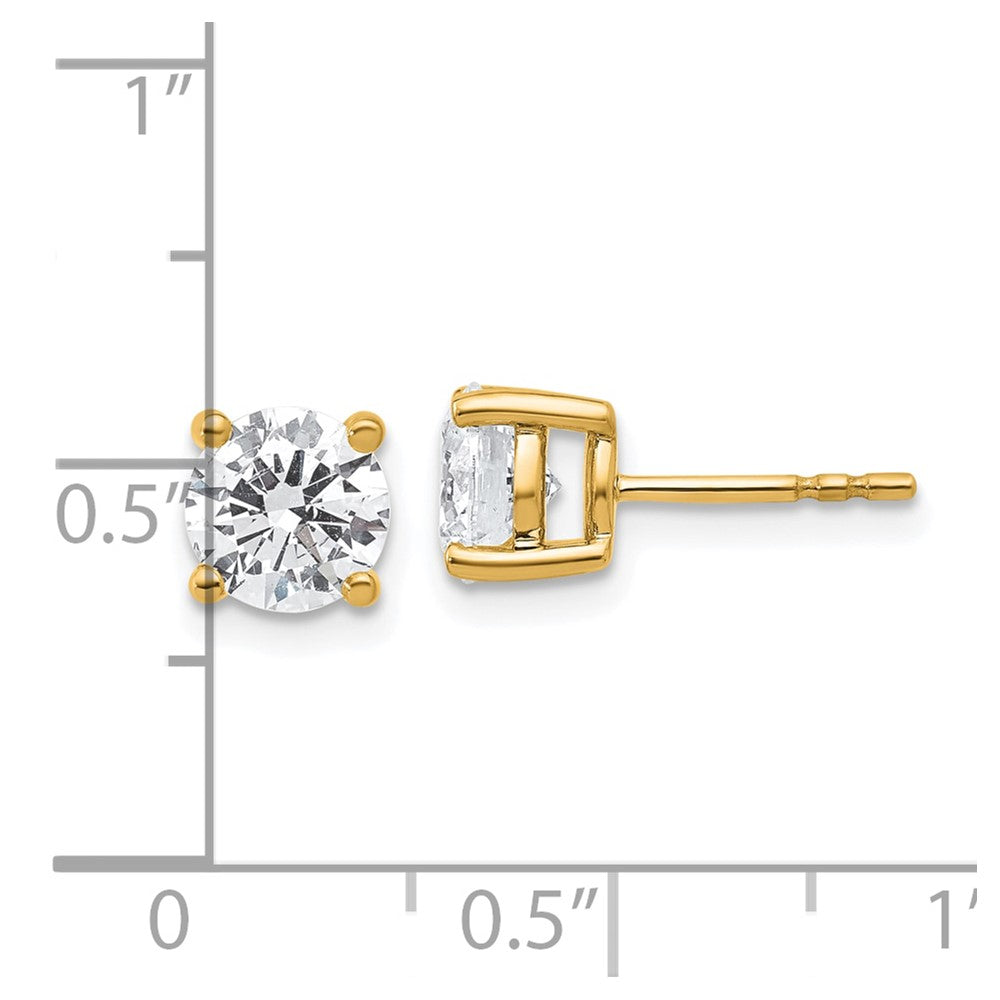 14k Yellow Gold 2 ctw Lab Grown Diamond VS/SI+ G+ Round 4 Prong Heavy Wt. Stud Earrings