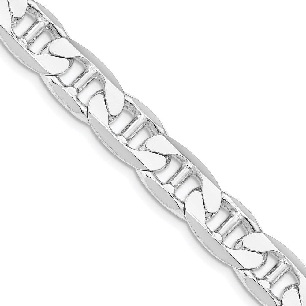 Sterling Silver Rhodium-plated 9.5mm Flat Anchor Chain 20 Inches