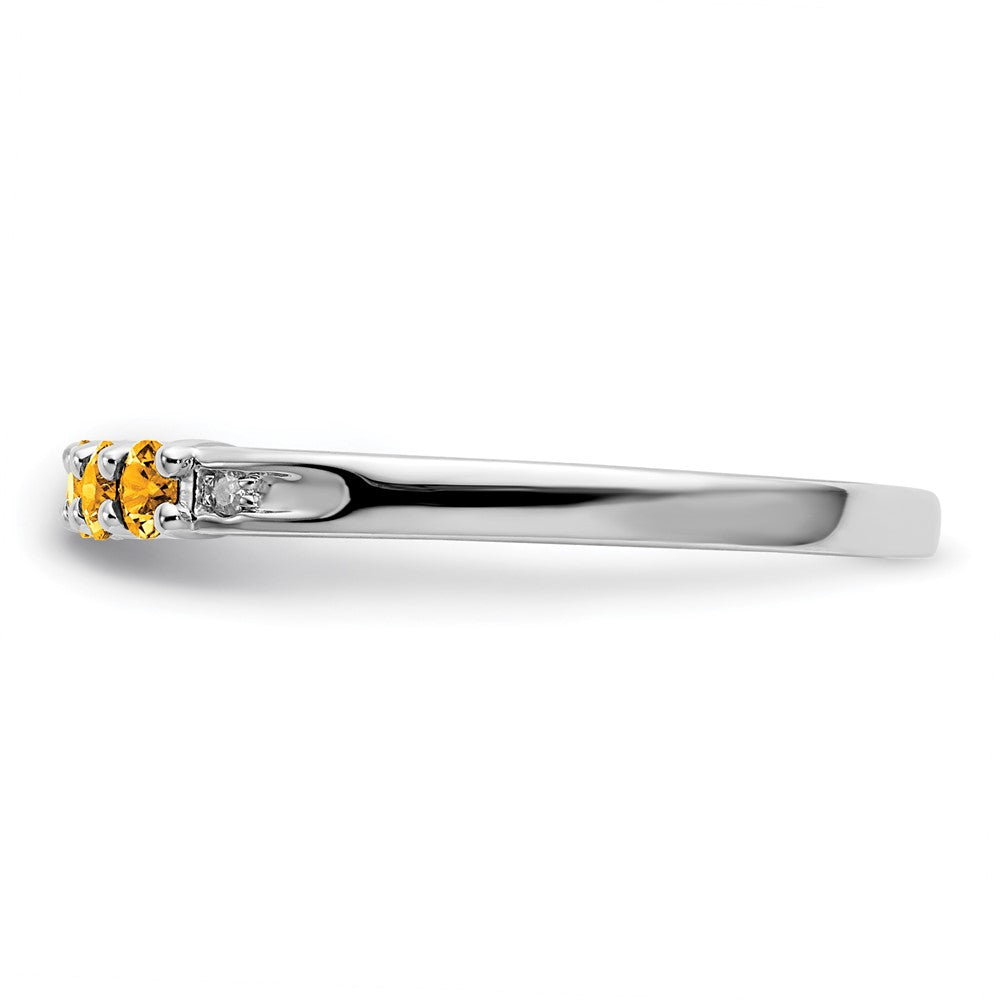 SS Citrine and Diamond 7 - 2.5MM, 2 - 200' RD - Stone:B Mel:S45