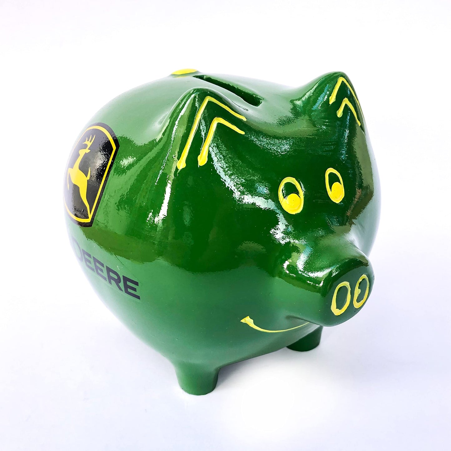 Polyresin JOHN DEERE Logo Green Piggy Bank Q-GM8493