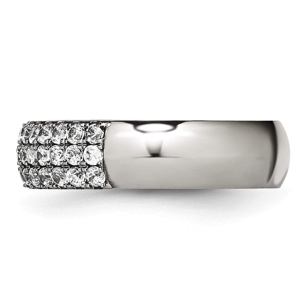 Titanium Polished Multi-row CZ 7mm Band Size - 6