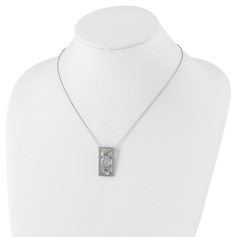 Sentimental Expressions Sterling Silver Polished Multicolor CZ Love and Kisses Necklace