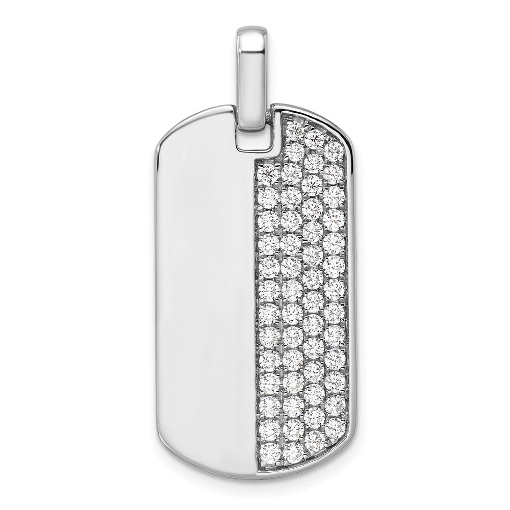 True Origin 14K White Gold Men's 1 carat Lab Grown Diamond VS+ F+ Complete Dog Tag Pendant