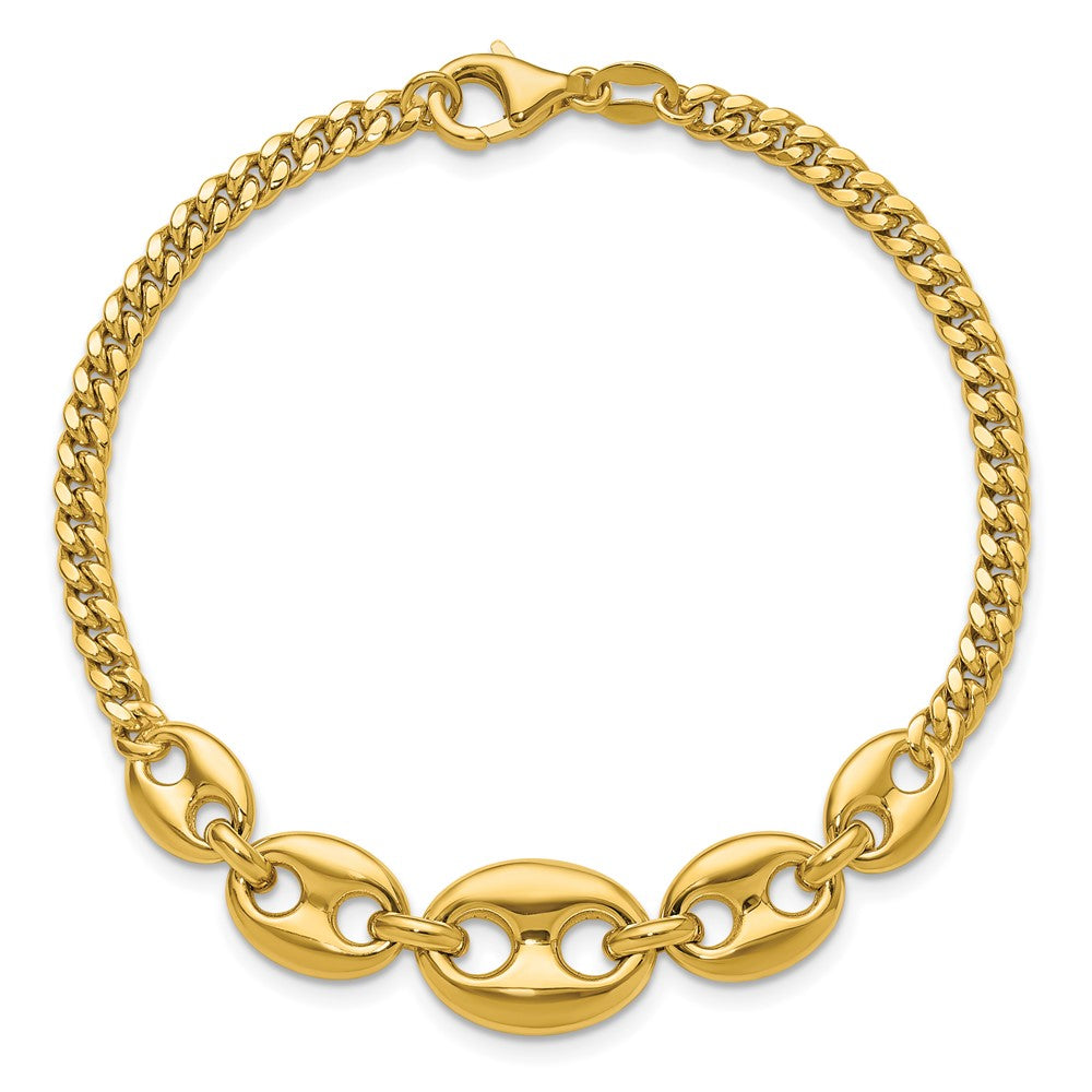 14K Polished Fancy Curb Link Bracelet 7.5  inches
