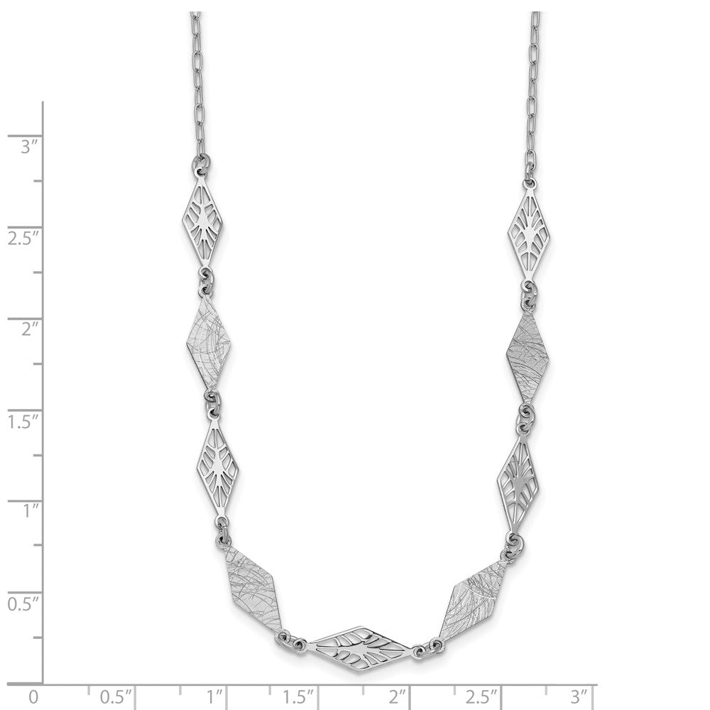 SS Rh-plated Polished and Scratch Finish with 1in ext. Necklace