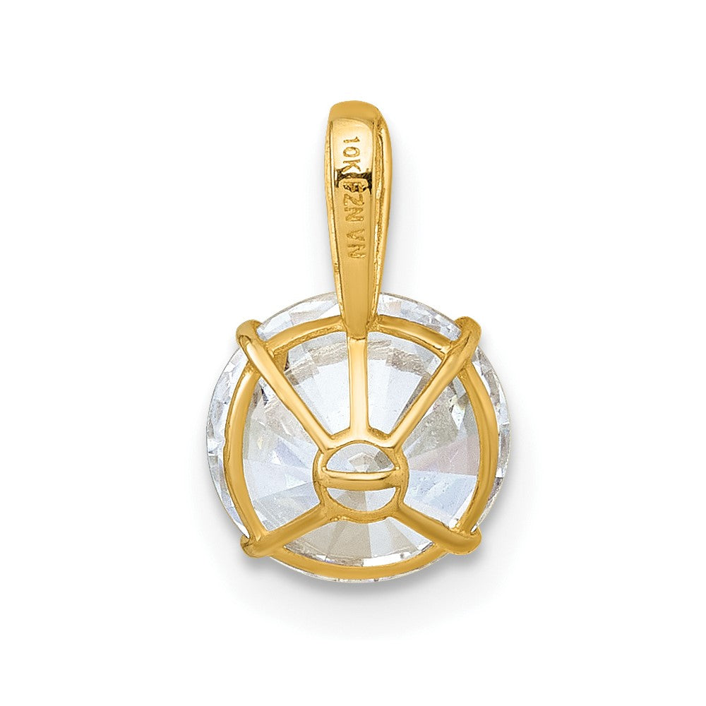 10k Polished 8.00mm Round CZ Solitaire Pendant