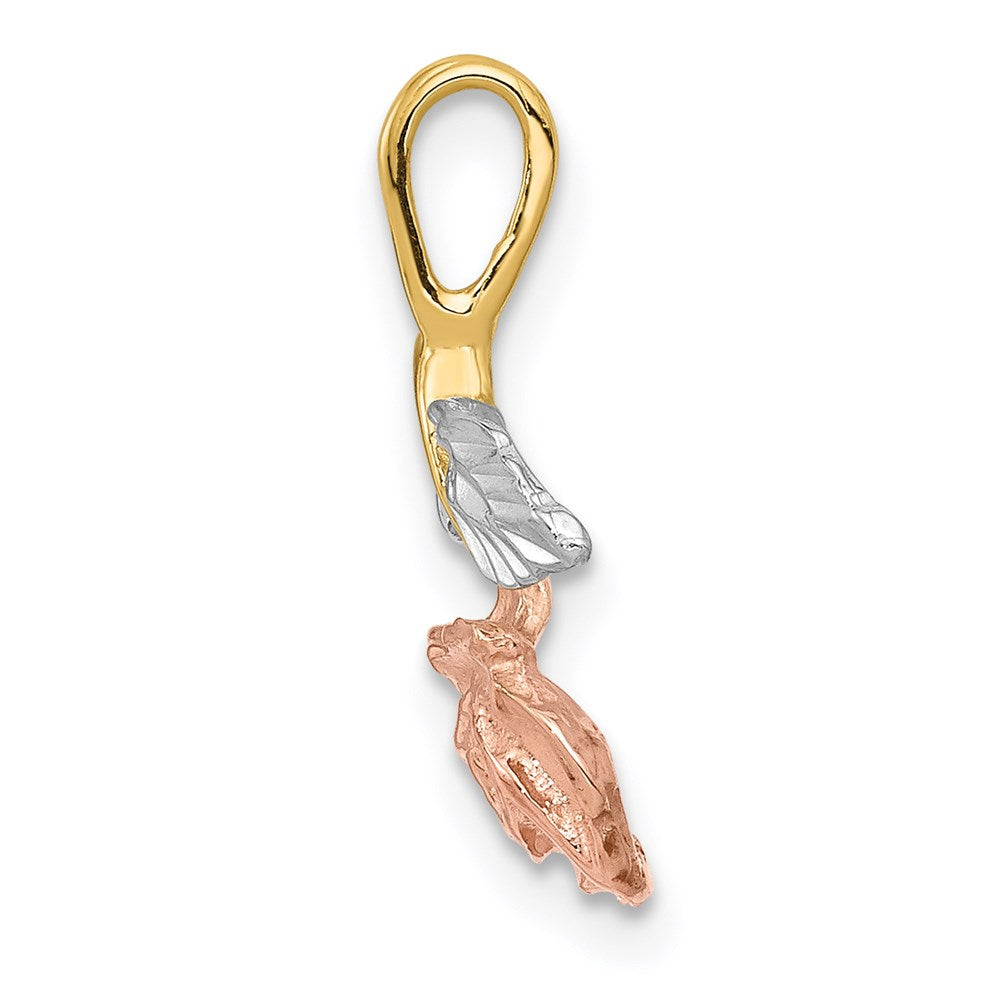 14k w/White and Rose Rhodium Rose Chain Slide
