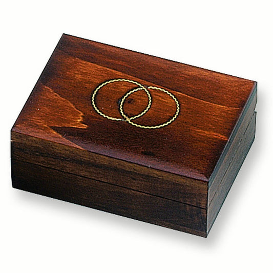 Handcrafted Walnut Finish Wood Box with Wedding Rings Inlay QGM5388