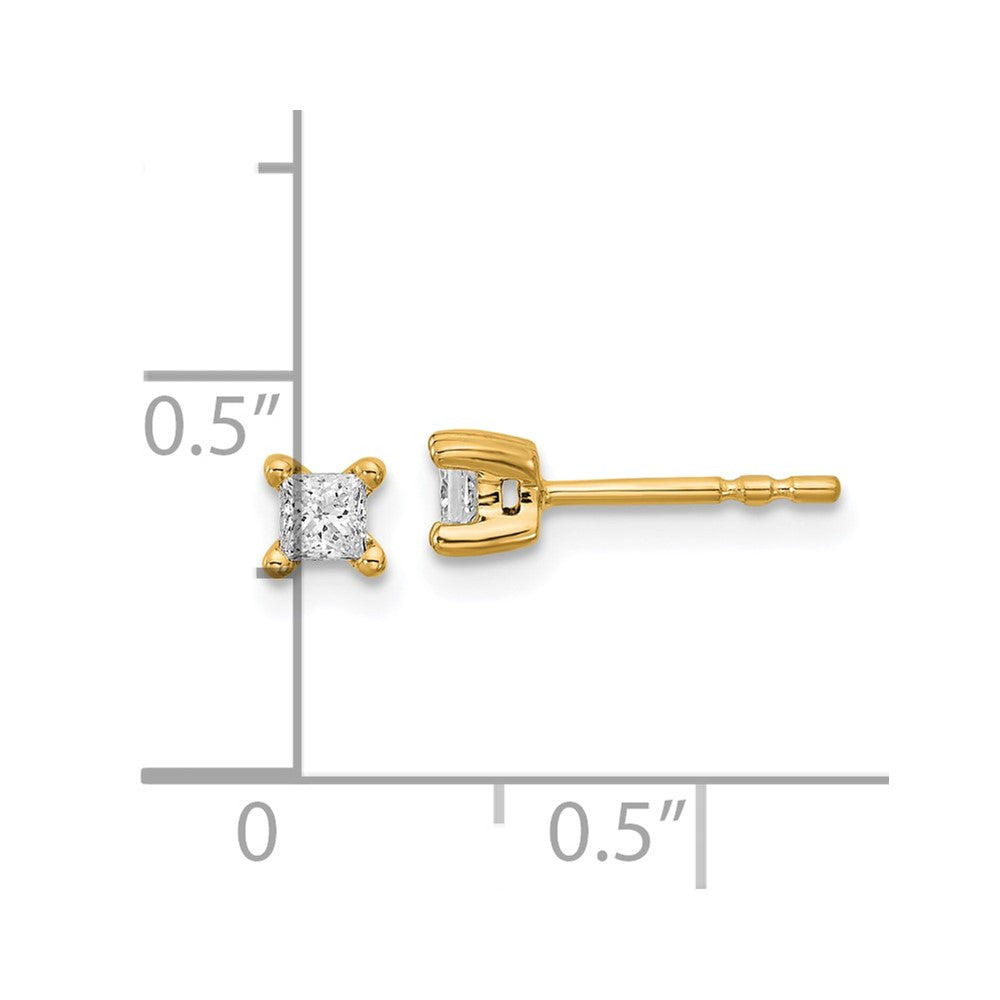 14k Yellow Gold 1/4 ctw Lab Grown Diamond VS+ F+ Princess 4 Prong Heavy Wt. Stud Earrings