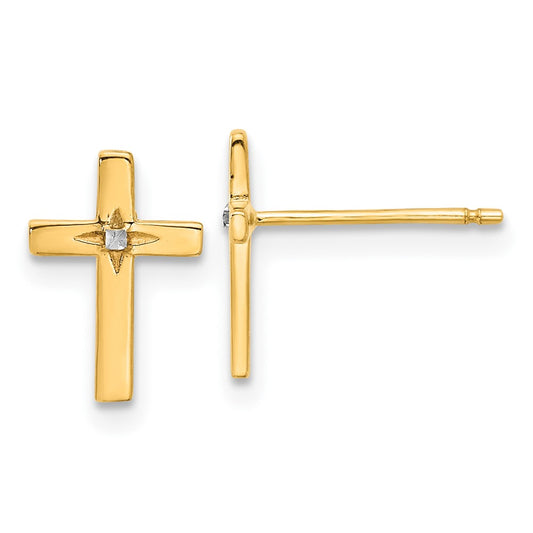 10k and White Rhodium Cross Post Earrings