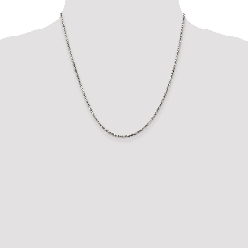 Sterling Silver Rhodium-plated 1.85mm Diamond-cut Rope Chain 20 Inches