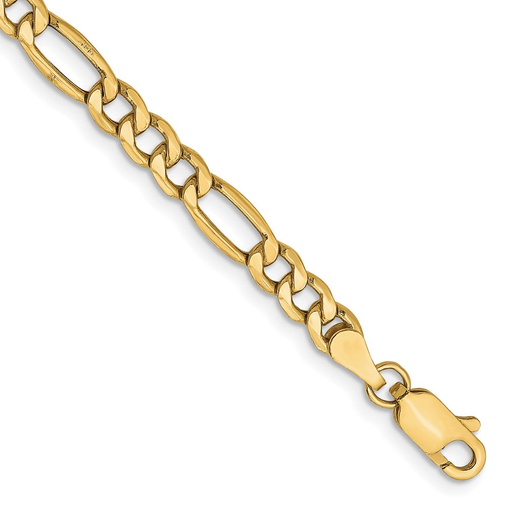 10k 4.4mm CUT Semi-Solid Figaro  Length = 6 9/16 Inch  Lobster Clasp