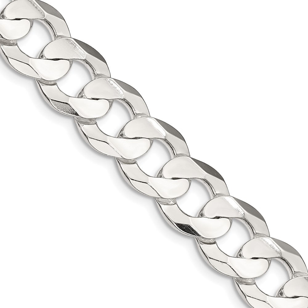 Sterling Silver 11.9mm Concave Beveled Curb Chain 24 Inches
