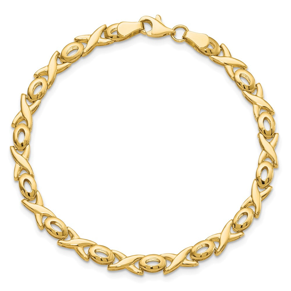 14K Polished XOXO Bracelet 7  inches
