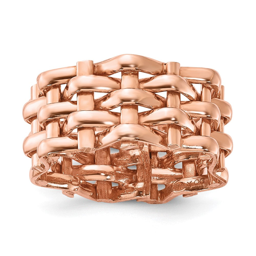 Sterling Silver Rose-Tone 5 Row Woven Panther Ring
