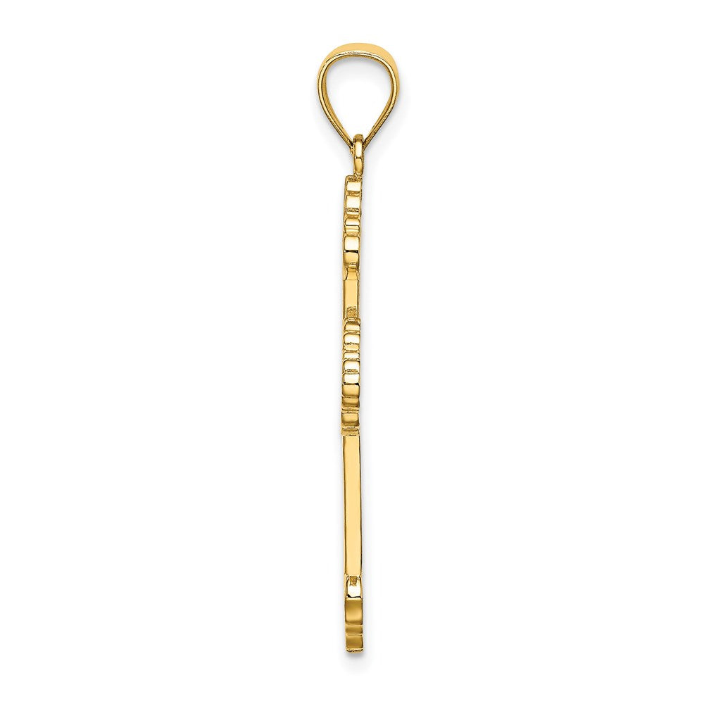 14K Flower Center Scroll Cross Charm