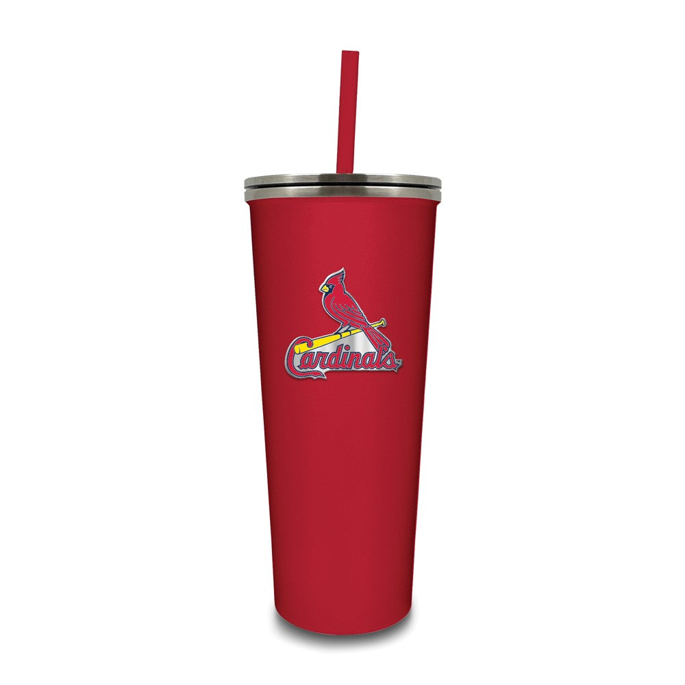 MLB St. Louis Cardinals Stainless Steel 24 ounce Skinny Tumbler with Emblem and Straw