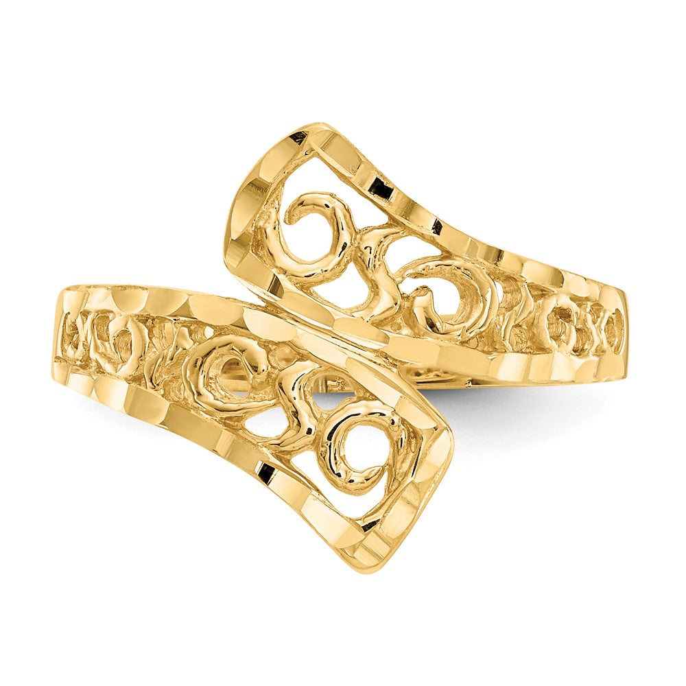 14K By-pass Lace Diamond-cut Ring Size 7