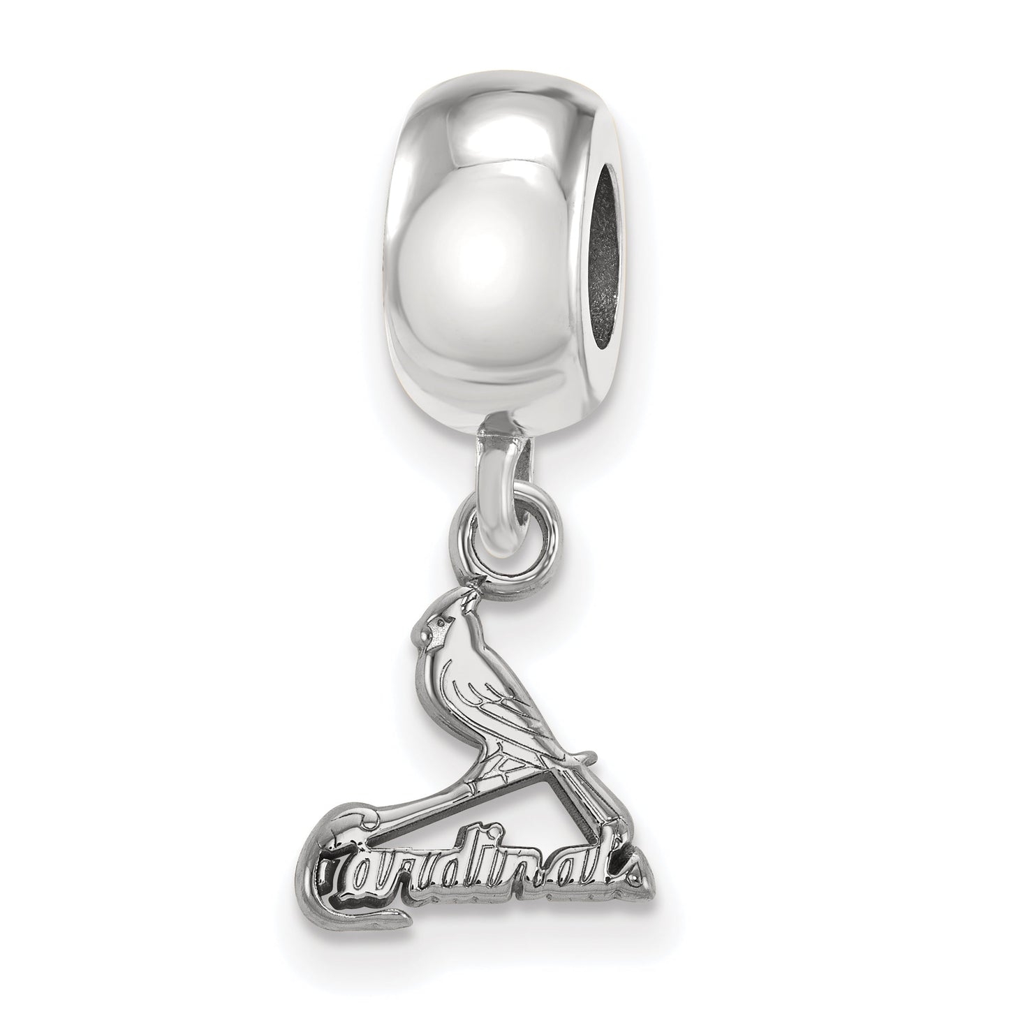 Sterling Silver Rhodium Plated Major League Baseball LogoArt St. Louis Cardinals Bird Dangle Bead
