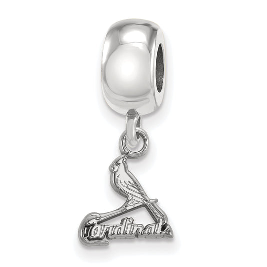 Sterling Silver Rhodium Plated Major League Baseball LogoArt St. Louis Cardinals Bird Dangle Bead
