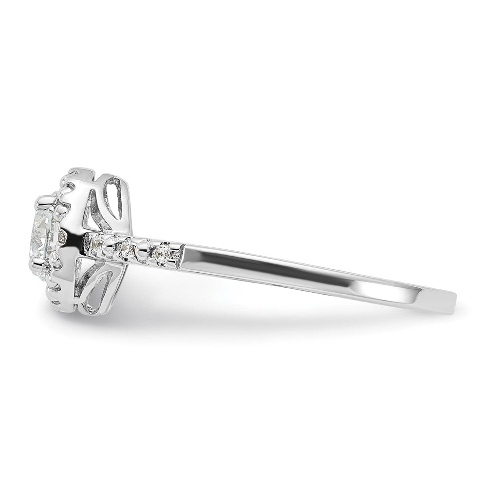 Sterling Silver Rhodium-plated Diamonore Circle Halo Ring