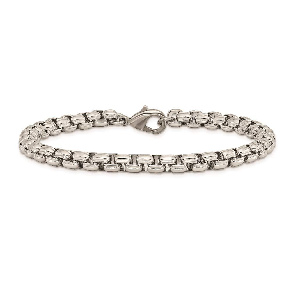 Stainless Steel Polished Fancy Box 8.5in Bracelet 8.25 inches